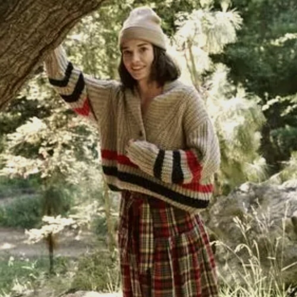 THE GREAT Striped Henley Pullover Sweater - Oatmeal